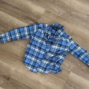 Ralph Lauren Kids Blue and White Plaid Shirt